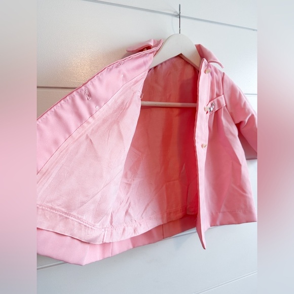 Lightweight Pea Coat -Pink  Rosette / Pleated Details - Size 18M - Picture 4 of 7